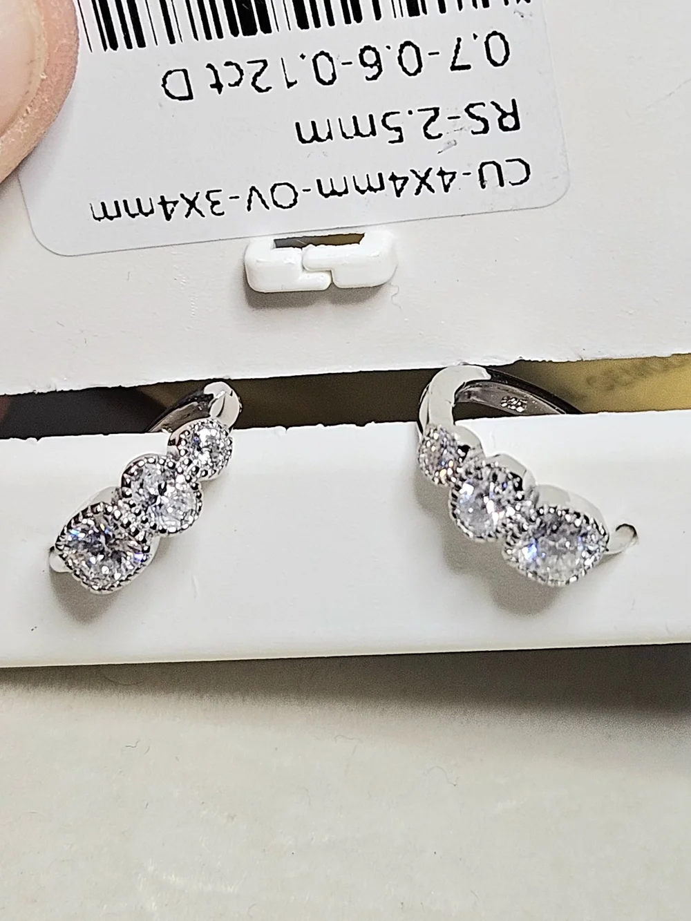 Certified Moissanite 3-Stone Halo Huggies .925 Sterling Silver NWT